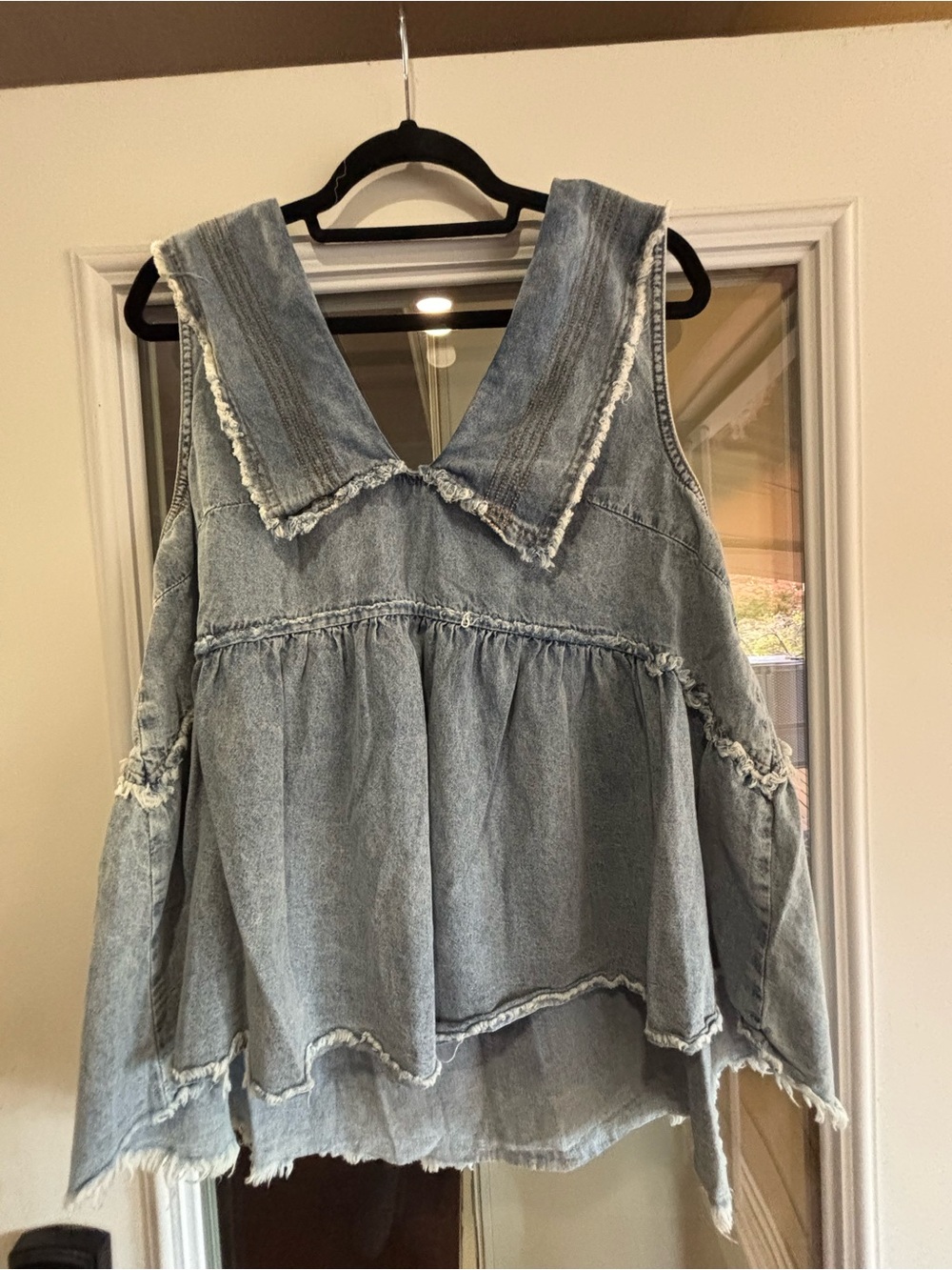 POL Light Blue Denim distressed top - Picture 2 of 5